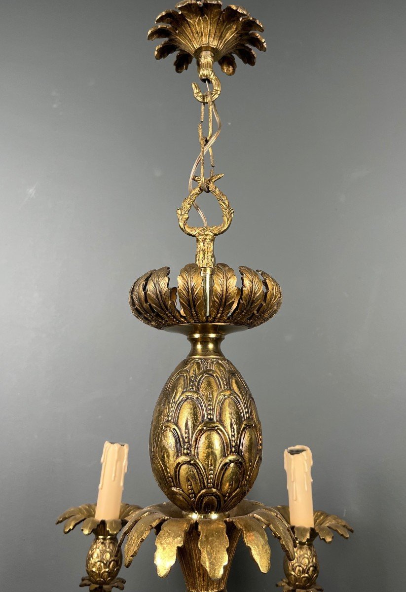 Pineapple Bronze Chandelier With 8 Arms. French Work In The Style Of Maison Charles. Circa 1970-photo-1