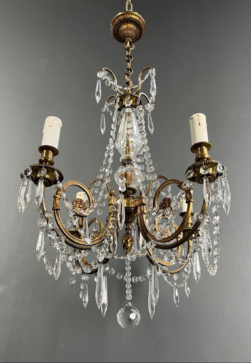 Cristal And Bronze Chandelier. French Work In The Louis 16th Style. Circa 1900-photo-1