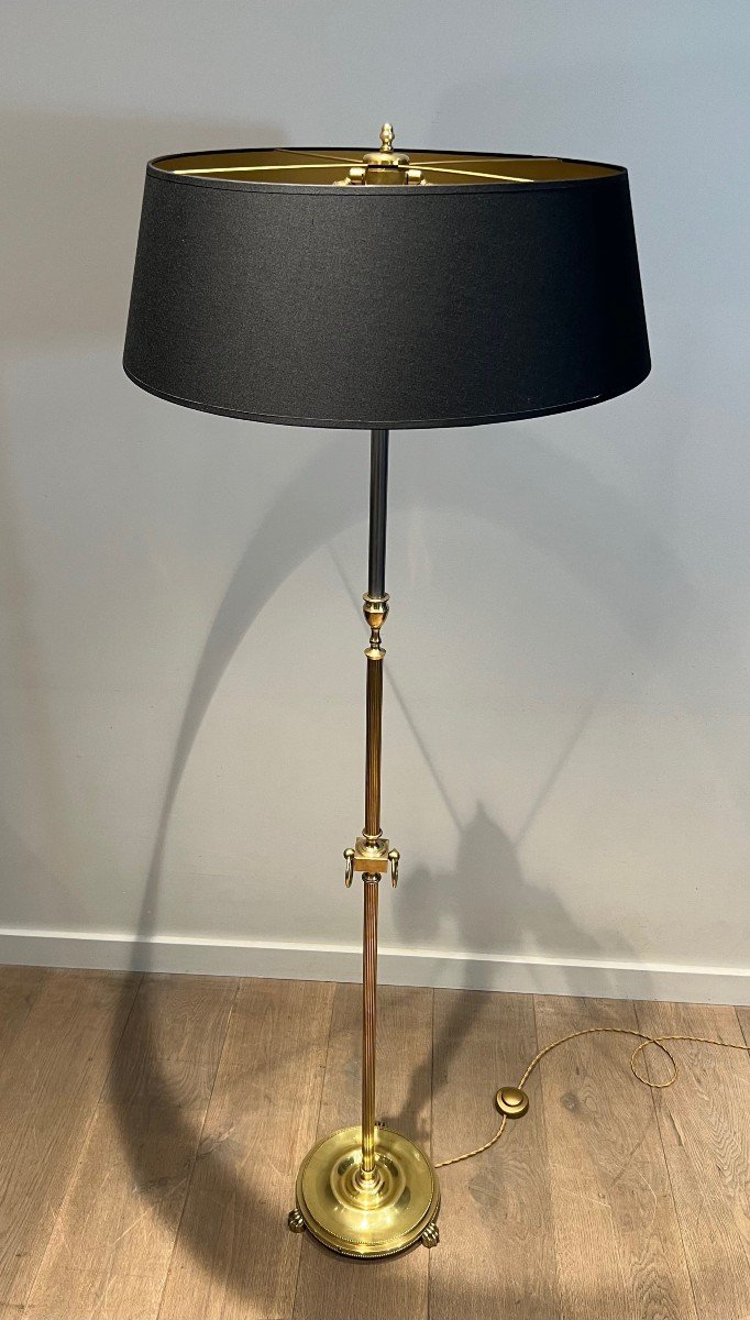 Neoclassical Style Brass Floor Lamp. French Work In The Style Of Maison Jansen. -photo-2