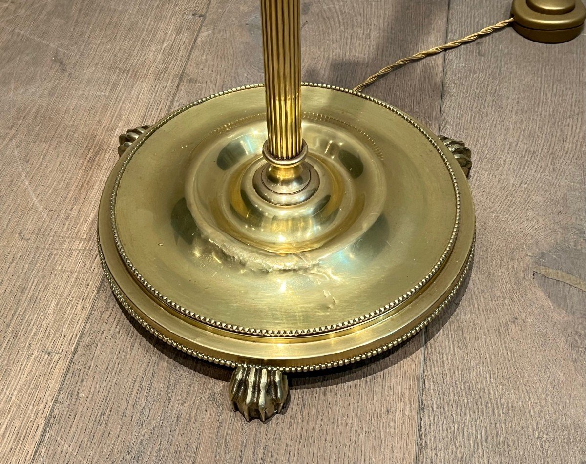 Neoclassical Style Brass Floor Lamp. French Work In The Style Of Maison Jansen. -photo-5