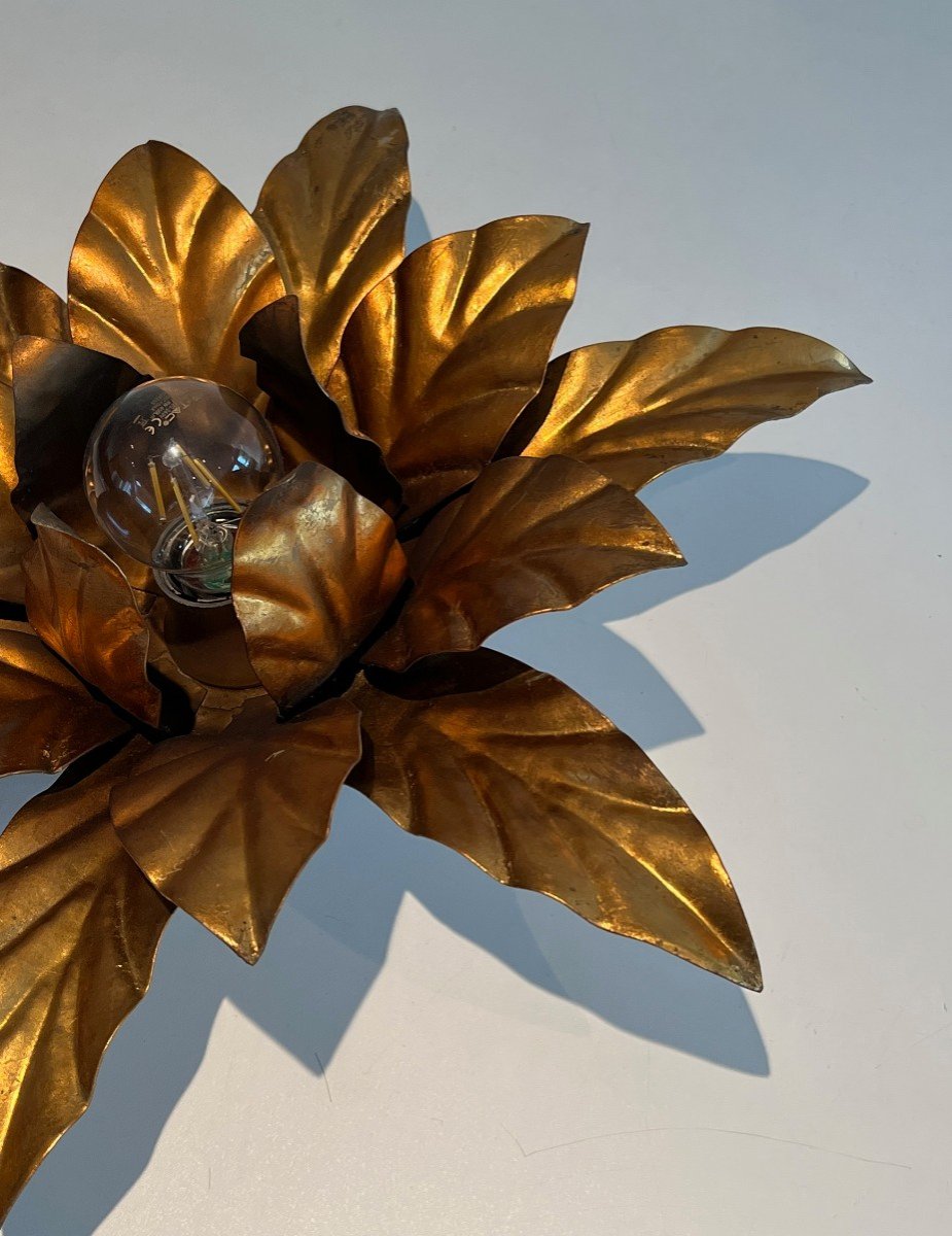 Gilt Metal Flower Wall Lights. French Work In The Style Of Maison Jansen. Circa 1940-photo-5