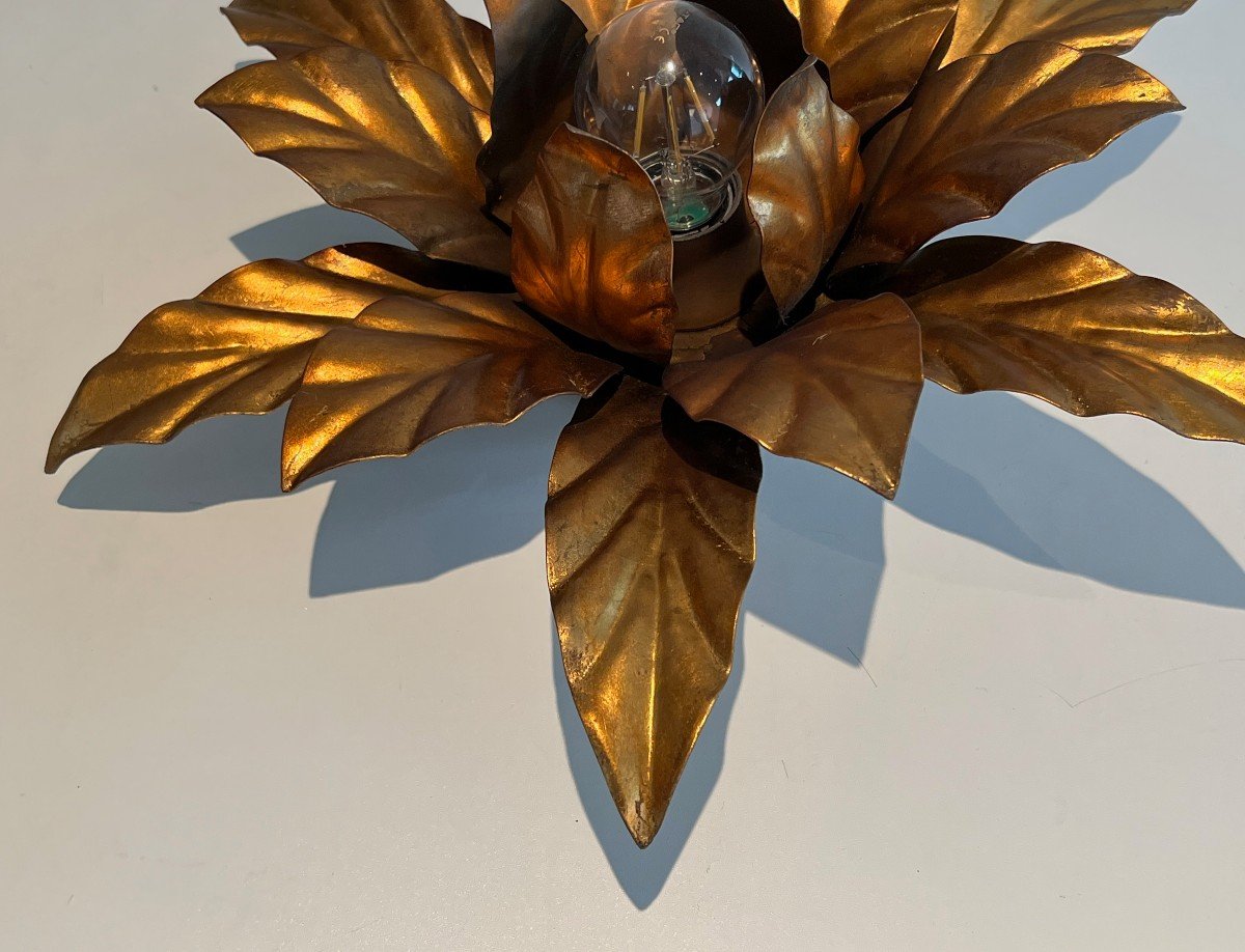 Gilt Metal Flower Wall Lights. French Work In The Style Of Maison Jansen. Circa 1940-photo-8