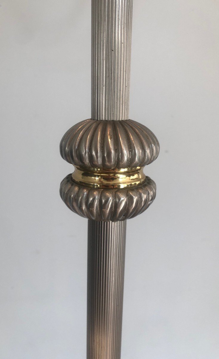 Neoclassical Style Silvered And Brass 6 Lights Floor Lamp. French Work. Circa 1940-photo-6