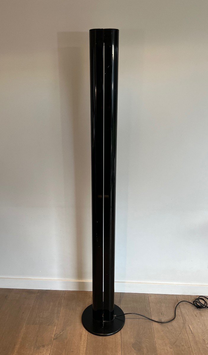 Hallogen Floor Lamp Made Of Black Lacquered Metal. Italian Work. Megaron Model By Gianfranco -photo-8