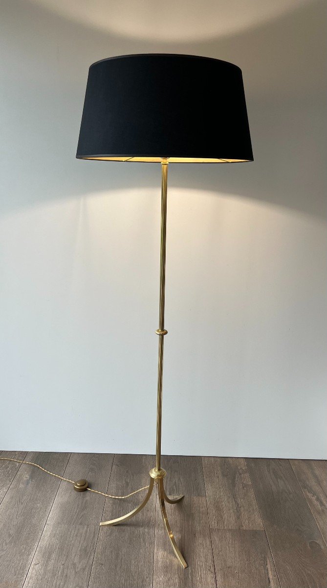 Neoclassical Style Brass Floor Lamp. French Work By Maison Jansen. Circa 1940-photo-2