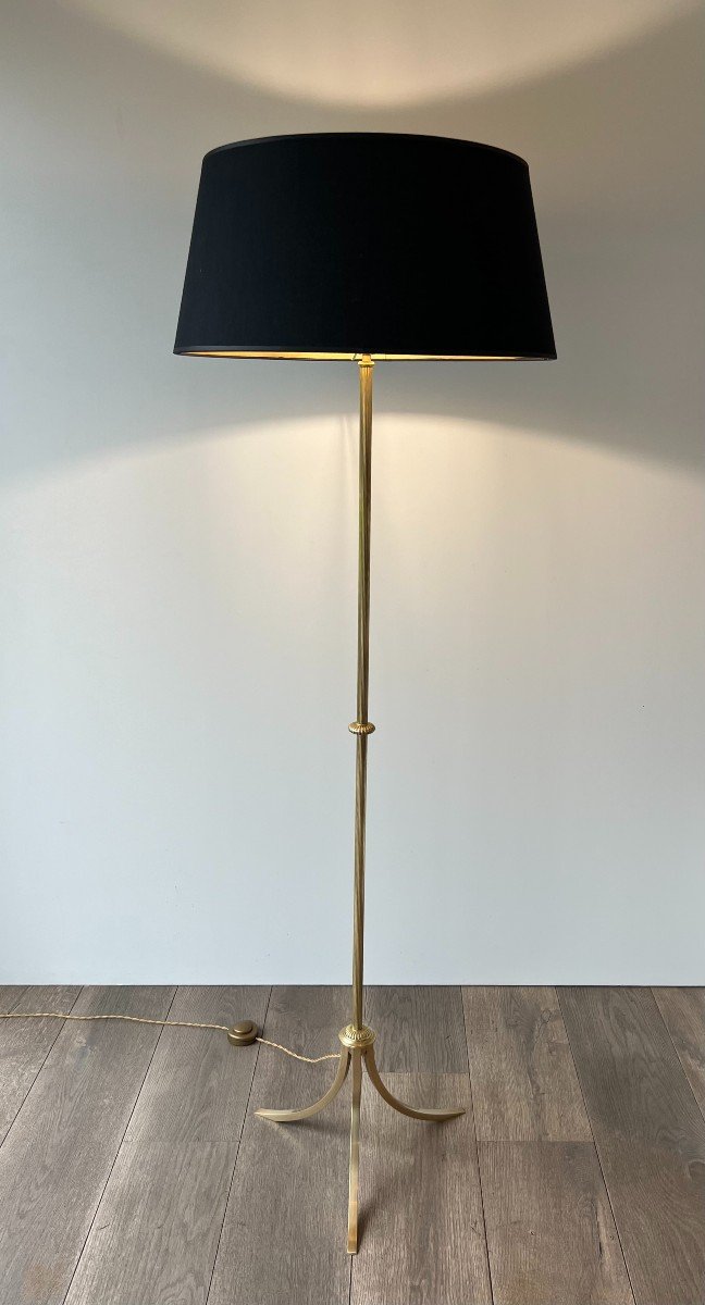 Neoclassical Style Brass Floor Lamp. French Work By Maison Jansen. Circa 1940-photo-3