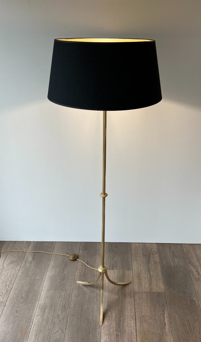 Neoclassical Style Brass Floor Lamp. French Work By Maison Jansen. Circa 1940-photo-4