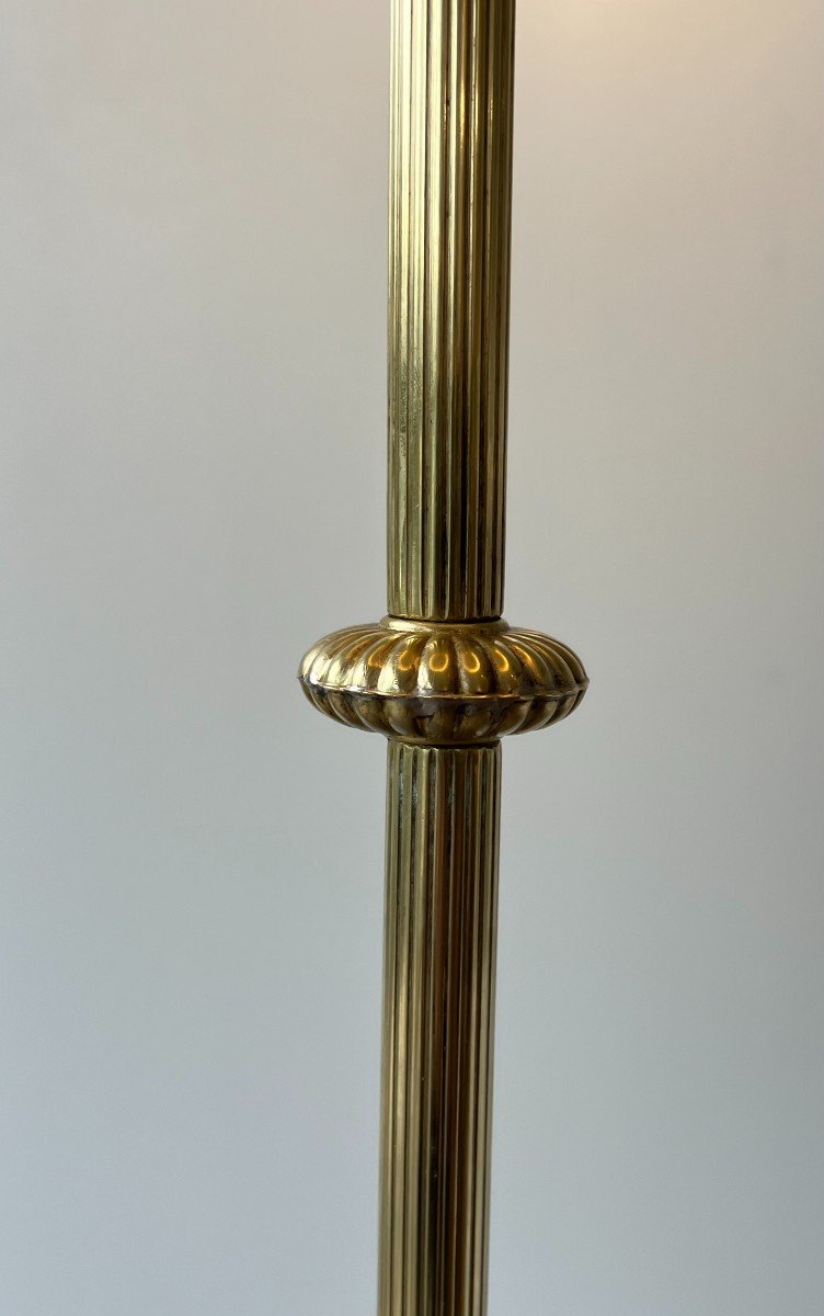 Neoclassical Style Brass Floor Lamp. French Work By Maison Jansen. Circa 1940-photo-2