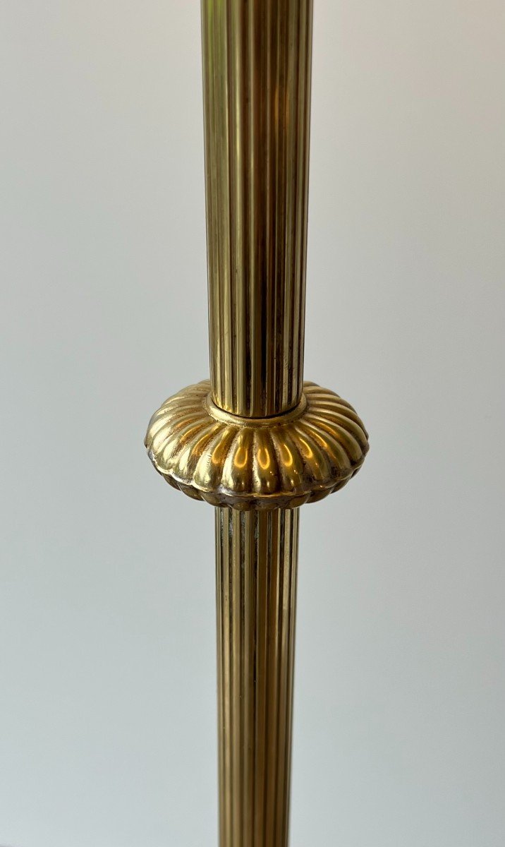 Neoclassical Style Brass Floor Lamp. French Work By Maison Jansen. Circa 1940-photo-3