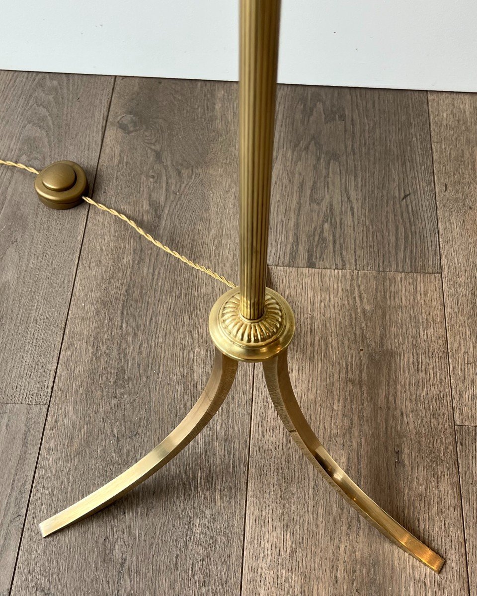 Neoclassical Style Brass Floor Lamp. French Work By Maison Jansen. Circa 1940-photo-4