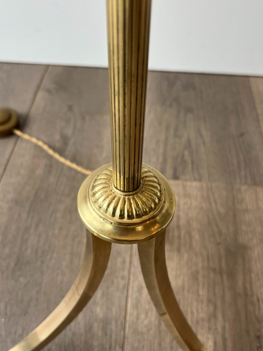 Neoclassical Style Brass Floor Lamp. French Work By Maison Jansen. Circa 1940-photo-5