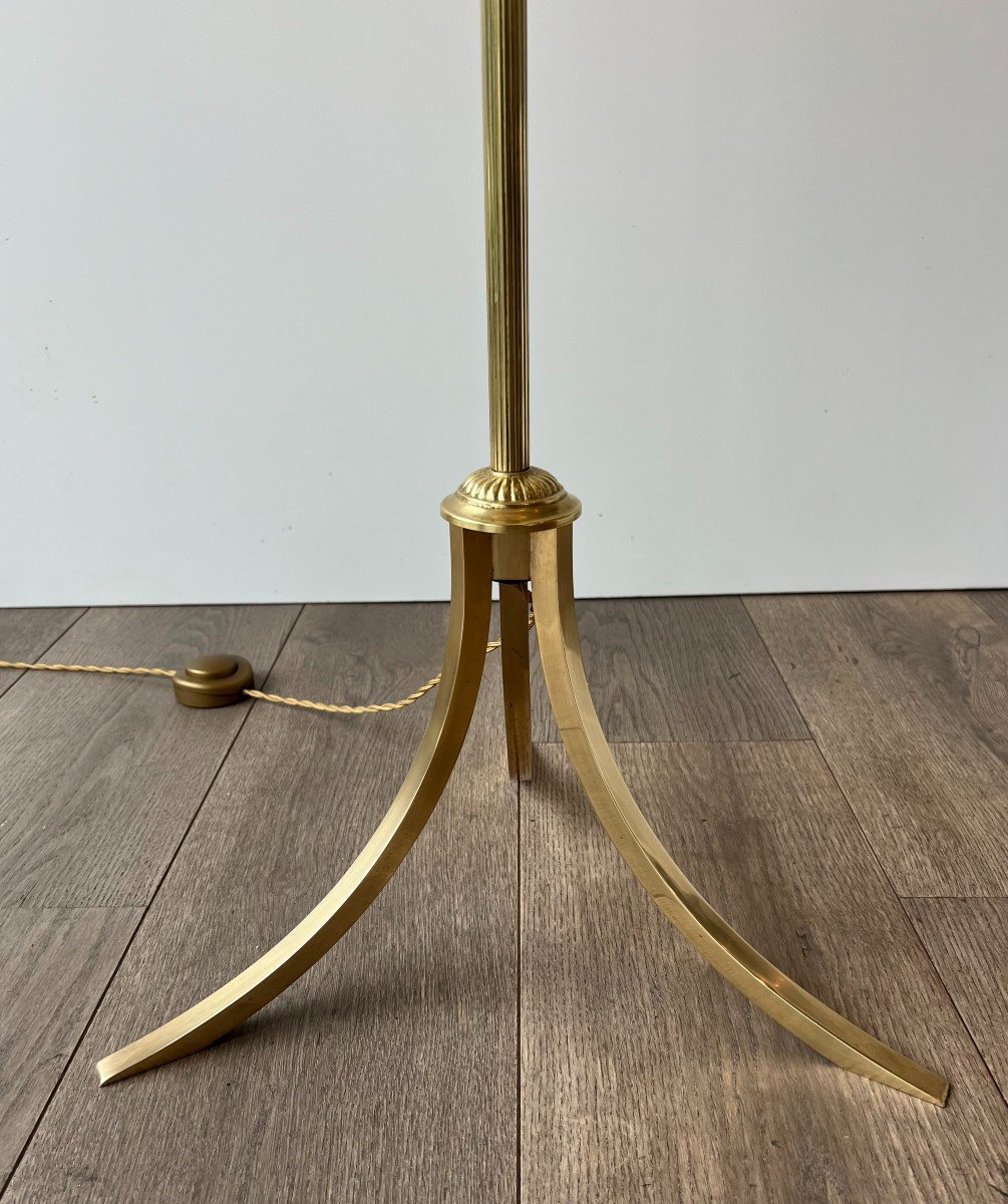 Neoclassical Style Brass Floor Lamp. French Work By Maison Jansen. Circa 1940-photo-6