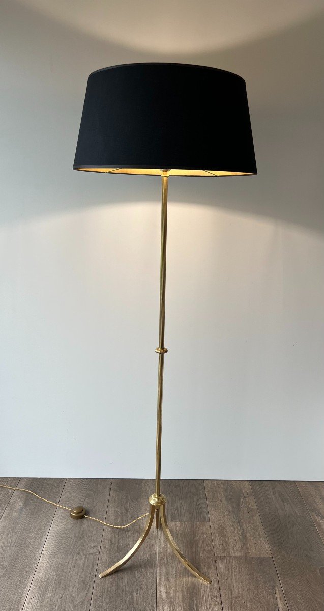 Neoclassical Style Brass Floor Lamp. French Work By Maison Jansen. Circa 1940-photo-8