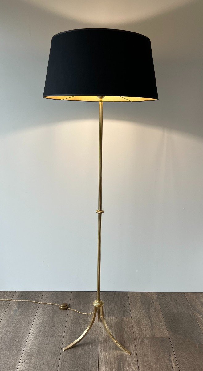 Neoclassical Style Brass Floor Lamp. French Work By Maison Jansen. Circa 1940