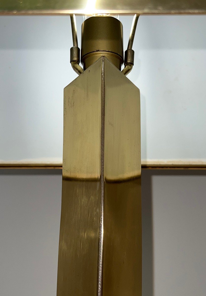 Important Sculptural Brass Lamp Made From An Amethyst. Belgian Work By Willy Daro. Around 1970-photo-2