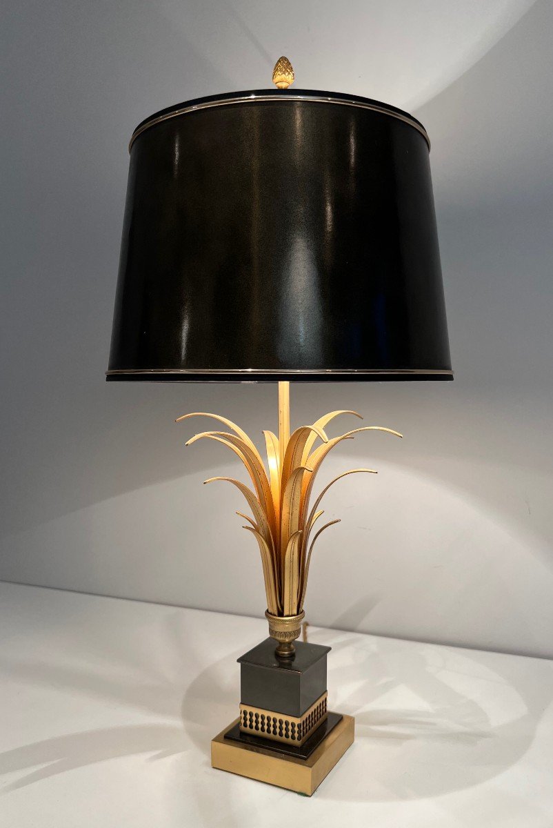 Black Lacquered And Gild Metal Pineapple Table Lamp. French Work In The Style Of Maison Charles-photo-3