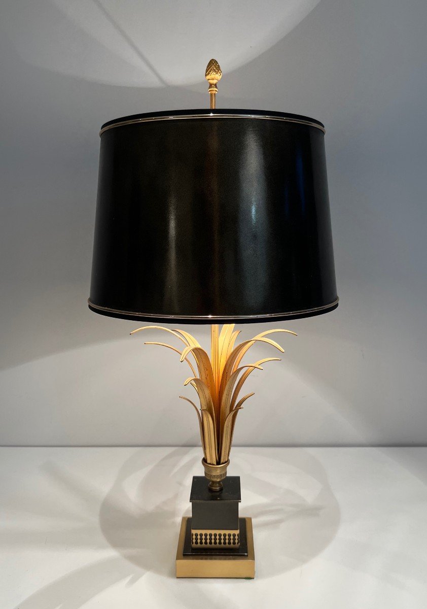 Black Lacquered And Gild Metal Pineapple Table Lamp. French Work In The Style Of Maison Charles-photo-4