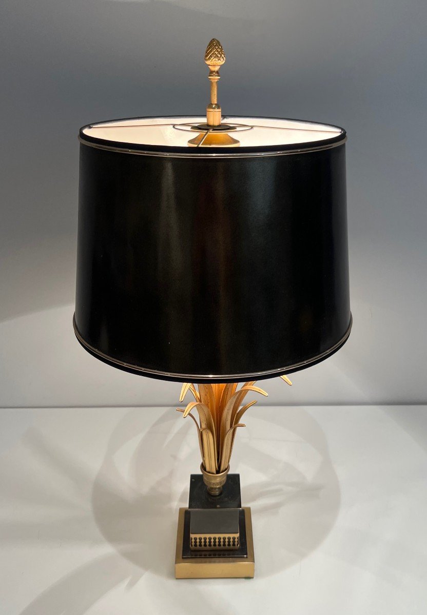 Black Lacquered And Gild Metal Pineapple Table Lamp. French Work In The Style Of Maison Charles-photo-1