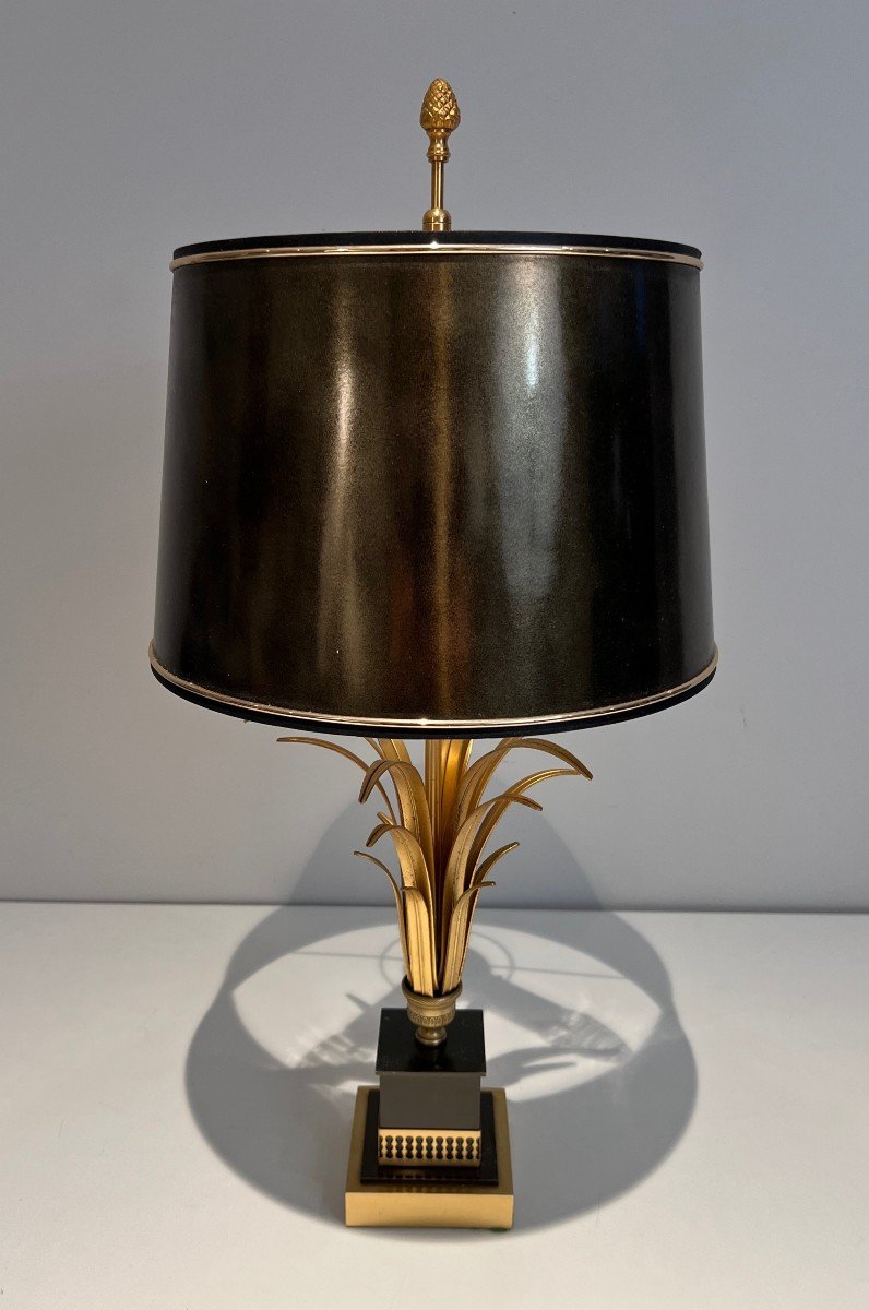 Black Lacquered And Gild Metal Pineapple Table Lamp. French Work In The Style Of Maison Charles-photo-2