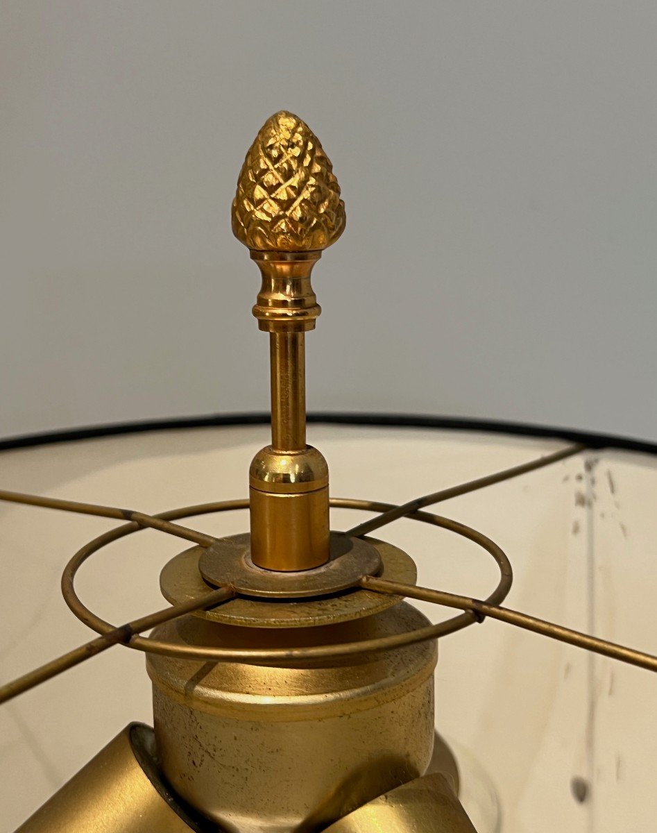 Black Lacquered And Gild Metal Pineapple Table Lamp. French Work In The Style Of Maison Charles-photo-3