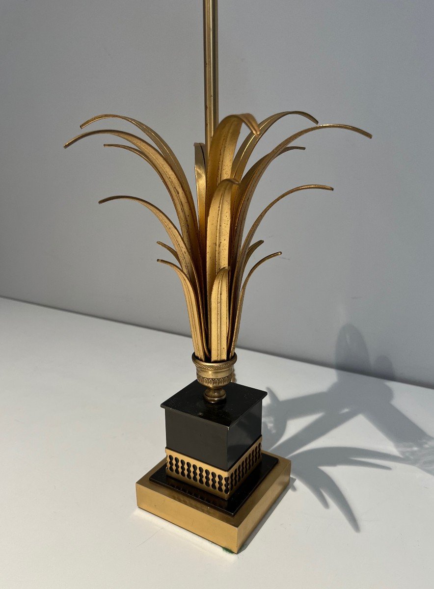 Black Lacquered And Gild Metal Pineapple Table Lamp. French Work In The Style Of Maison Charles-photo-4