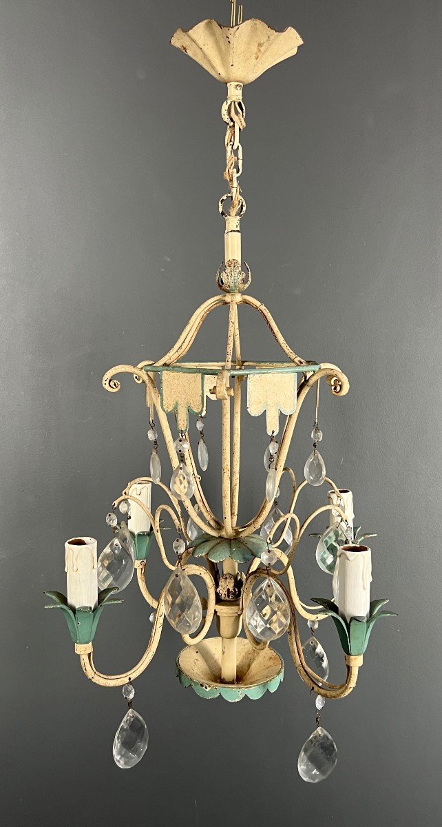 Patinated Hot Air Balloon With Crystals. French Work. Circa 1940