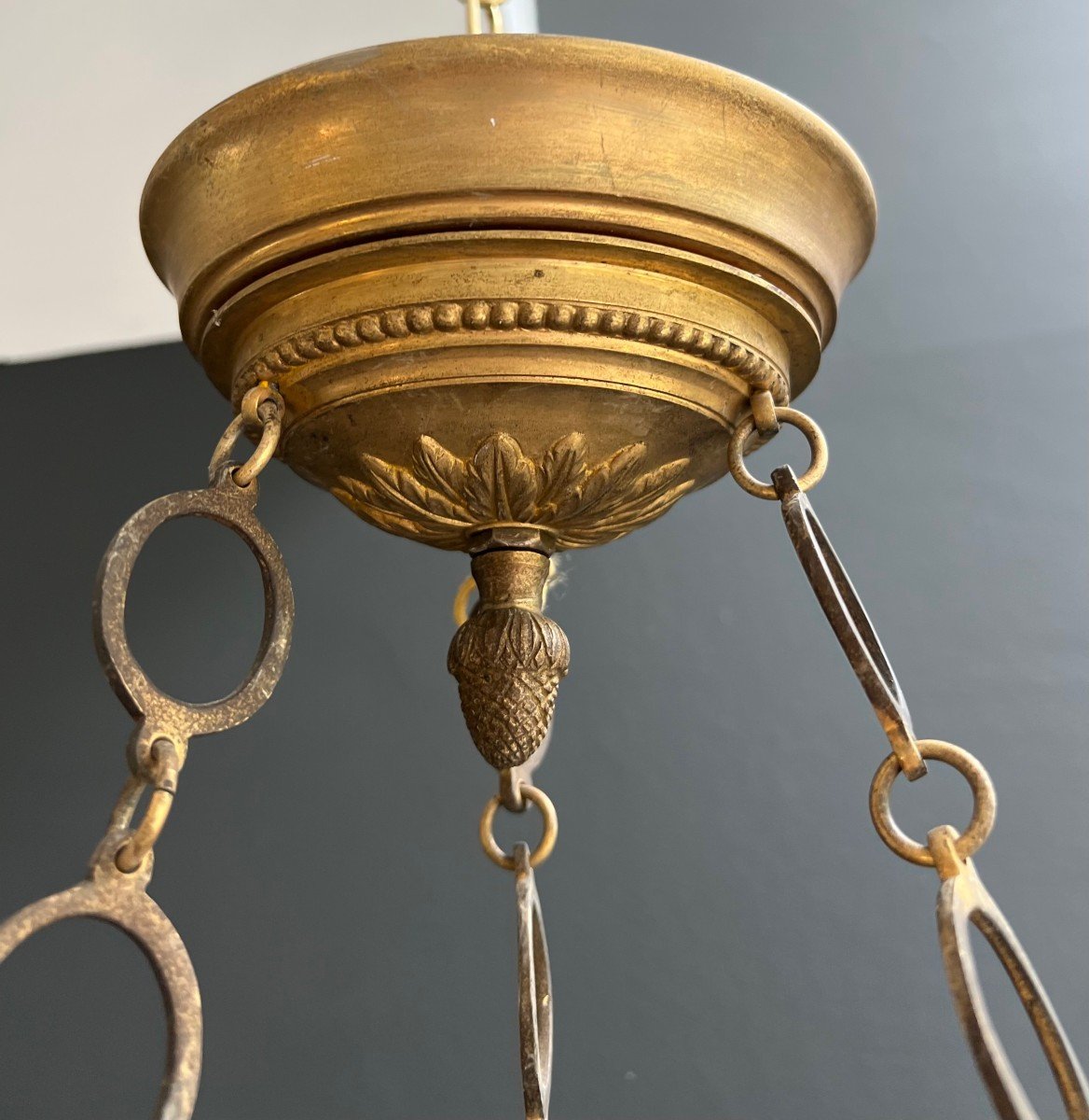 6 Arms Empire Style Bronze Chandelier With Royal Eagle Heads And Flame. French Work. Circa 1900-photo-4