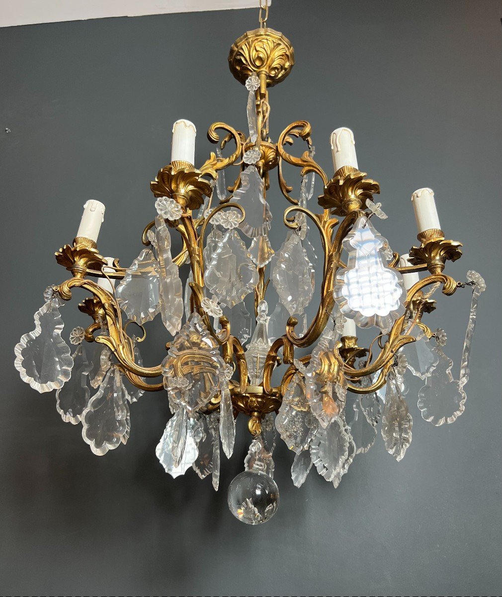 Lustre En Bronze à Cristaux. Travail Français De Style Louis XV. Vers 1900-photo-4