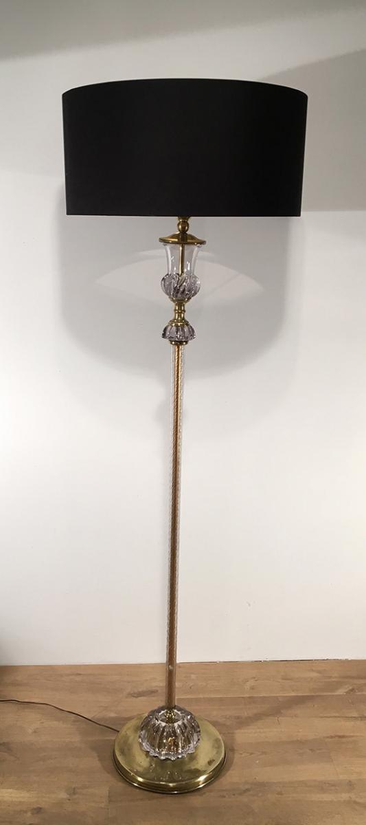 Attributed To Barovier & Toso. Murano Glass Floor Lamp. About 1940-photo-4