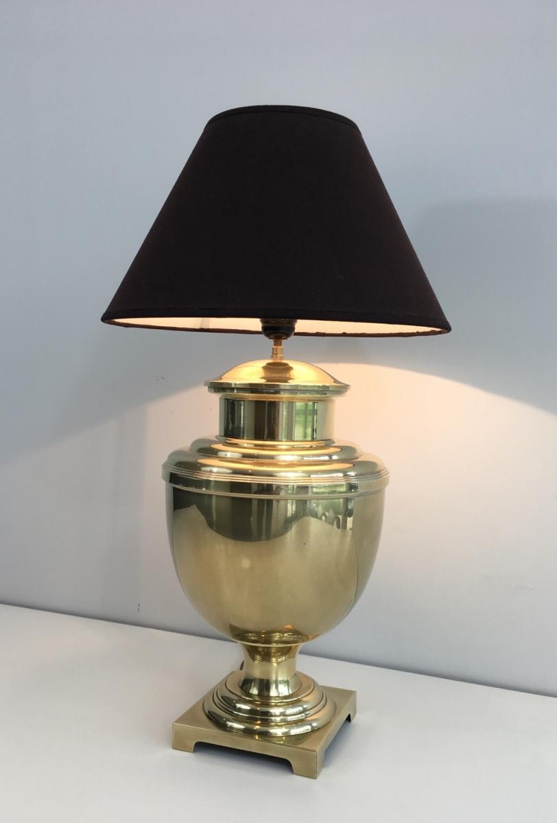 Baluster Brass Table Lamp. French Work In The Neoclassical Style. Circa 1970-photo-4