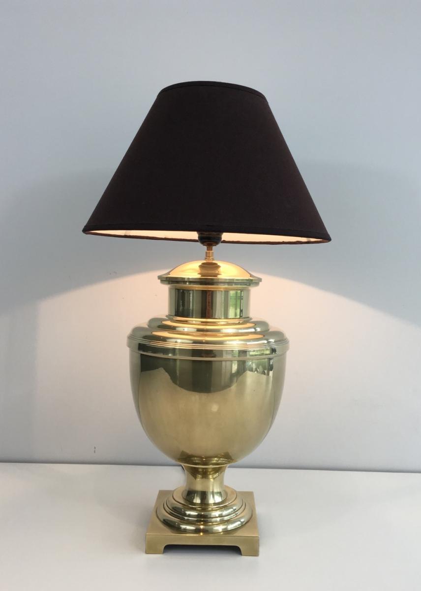 Lampe balustre en Laiton. Travail Français de style néoclassique. Vers 1970-photo-1