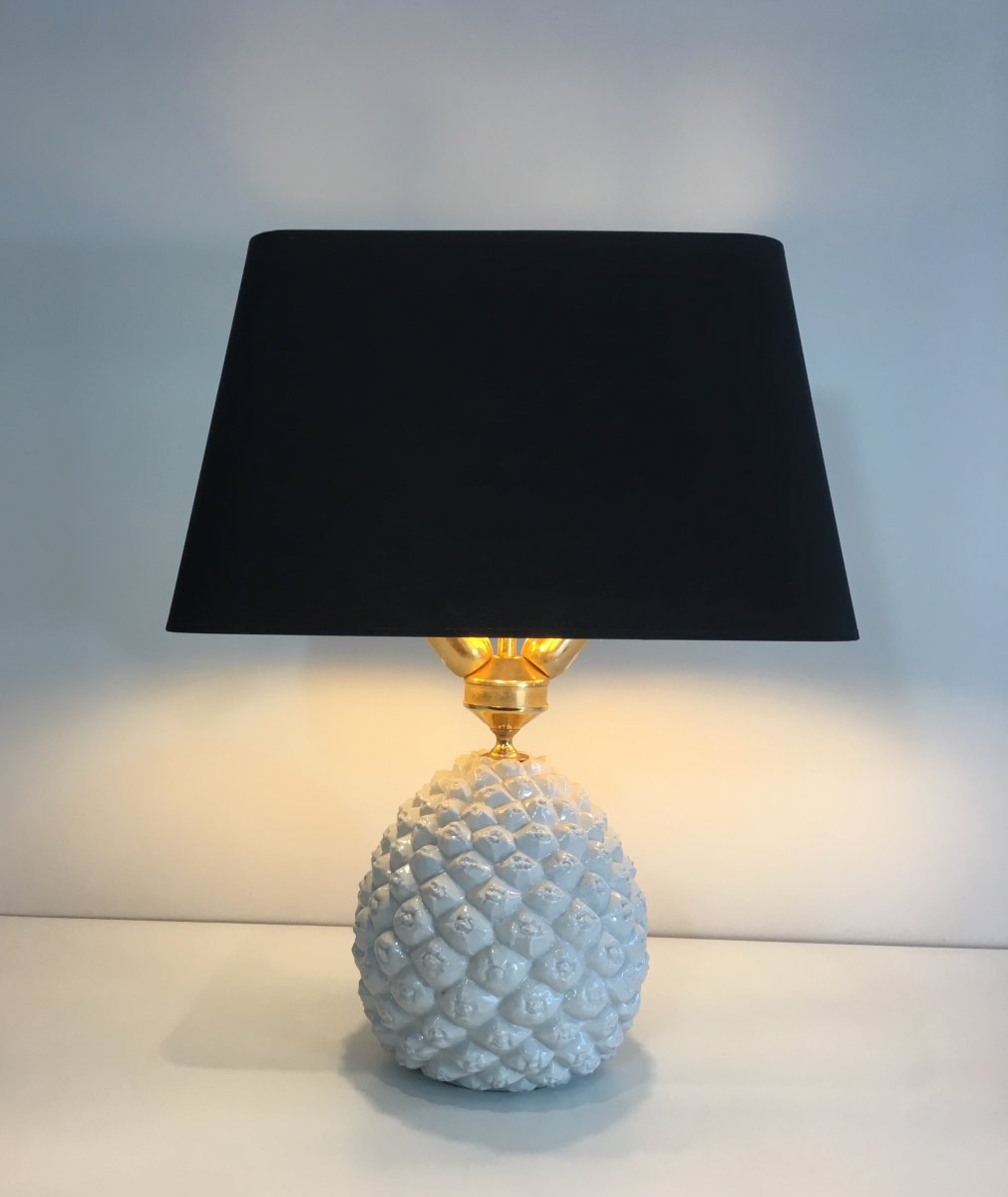 Design Porcelain Pineapple Table Lamp. Italy. Circa 1970-photo-3