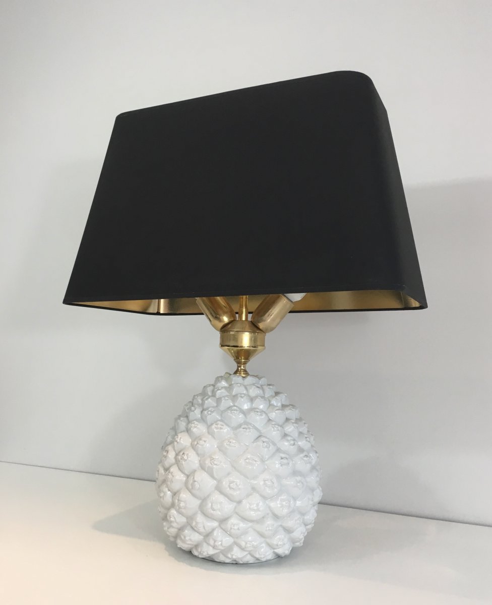 Design Porcelain Pineapple Table Lamp. Italy. Circa 1970-photo-7