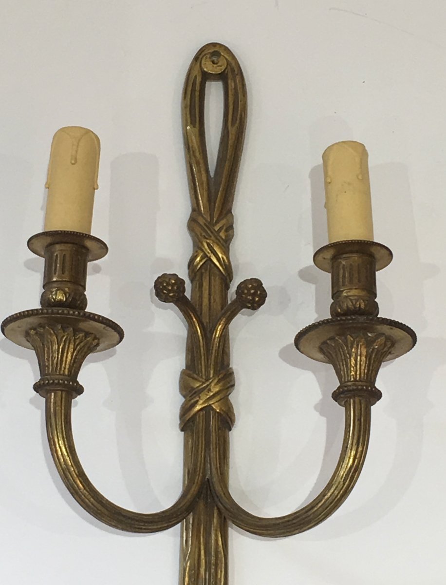 Louis The 16th Style Bronze Wall Sconces. French. Circa 1940-photo-4