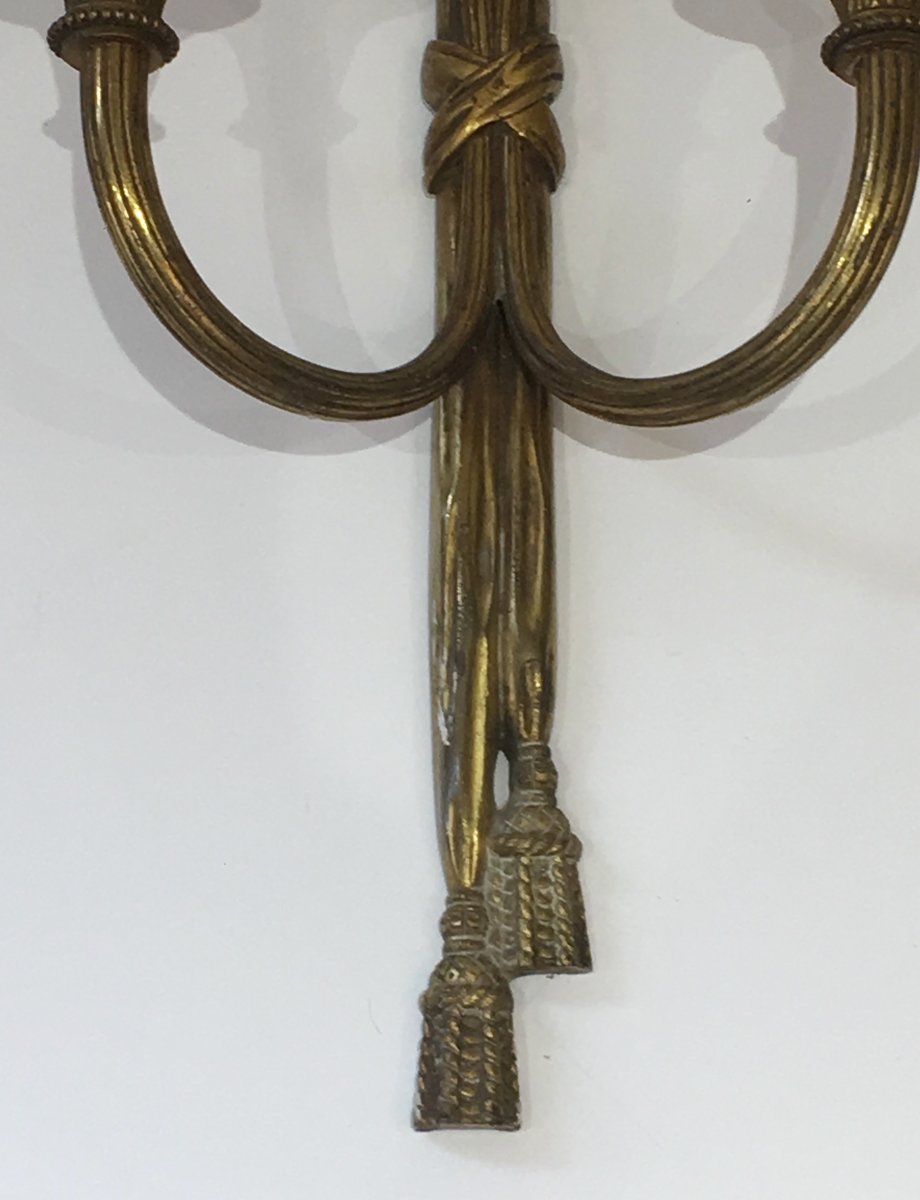 Louis The 16th Style Bronze Wall Sconces. French. Circa 1940-photo-3