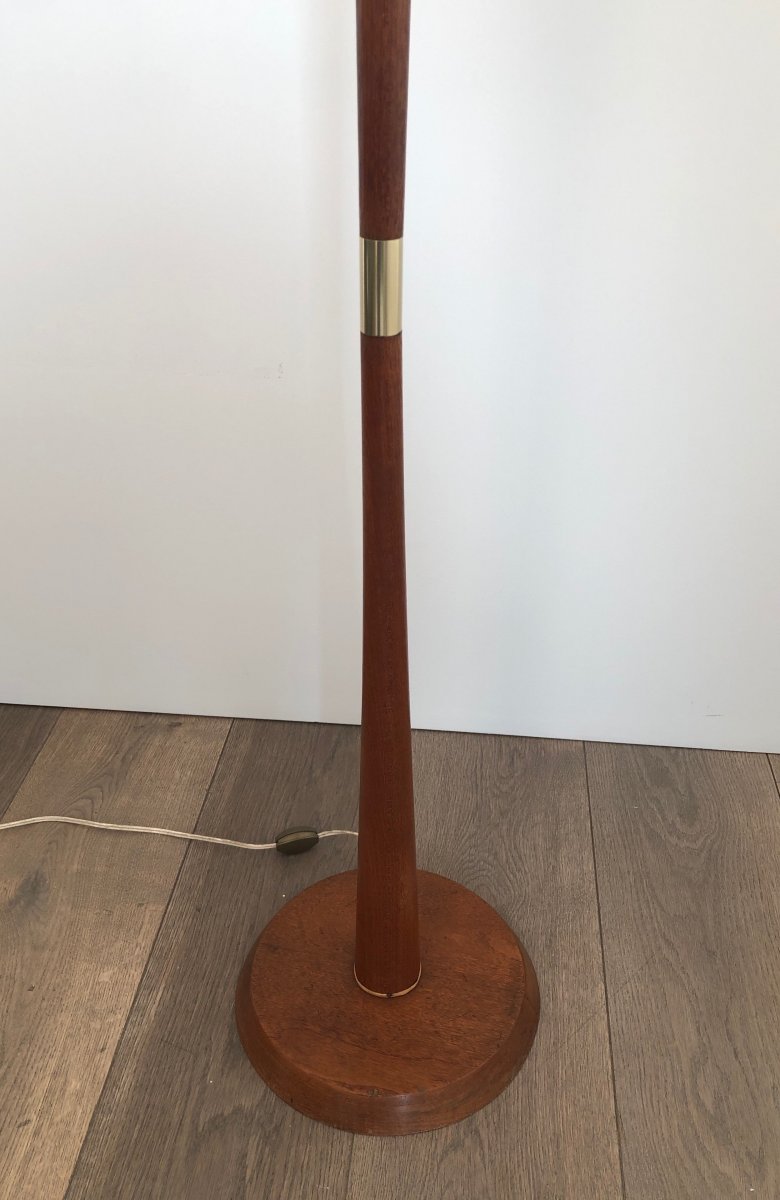 Exotic Wood And Brass Floor Lamp. French. Circa 1970-photo-2