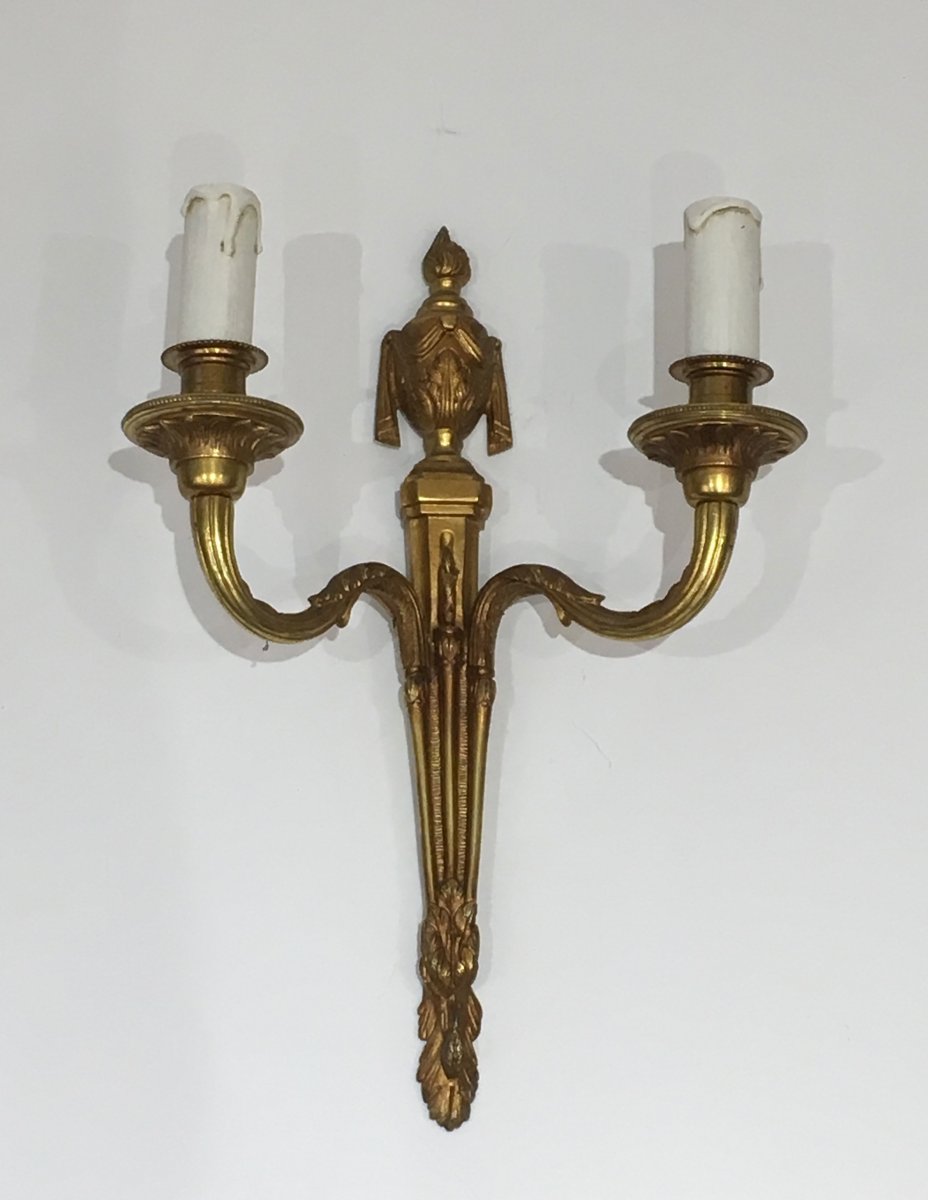 Pair Of Louis The 16th Style Bronze Wall Sconces. French. Circa 1940-photo-4