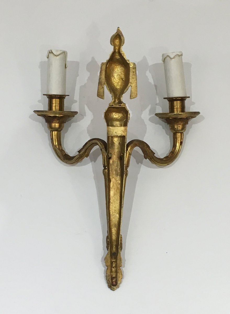 Pair Of Louis The 16th Style Bronze Wall Sconces. French. Circa 1940-photo-5