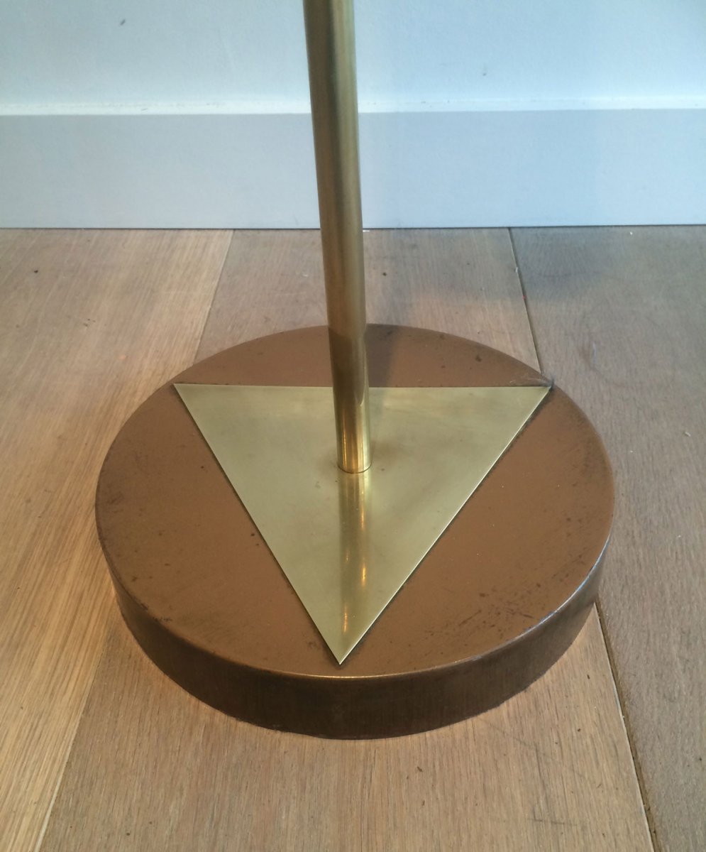 Design Floor Lamp Made Of Lacquered Metal, Brass And Glass. French. Circa 1970-photo-5