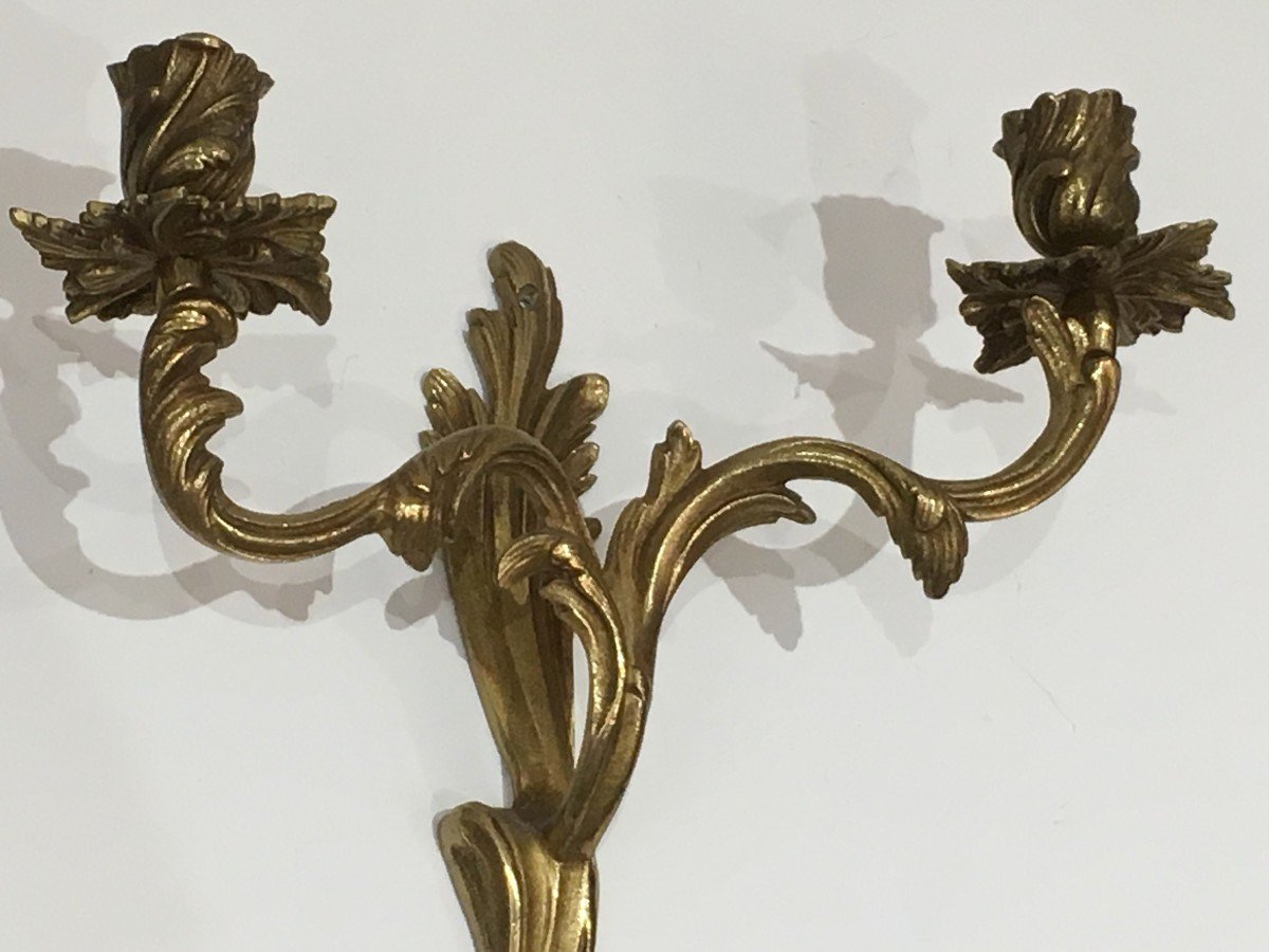 Pair Of Louis The 15th Style Bronze Wall Lights. French. Circa 1950-photo-2