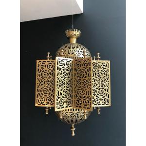 Exceptional Brass Oriental Lantern. Oriental Work. End Of 19th Century