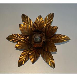 Gilt Metal Flower Wall Lights. French Work In The Style Of Maison Jansen. Circa 1940