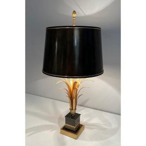 Black Lacquered And Gild Metal Pineapple Table Lamp. French Work In The Style Of Maison Charles