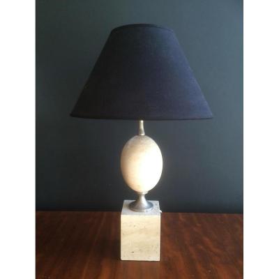 Hilippe Barbier. Lamp And Travertine Chrome. Around 1970