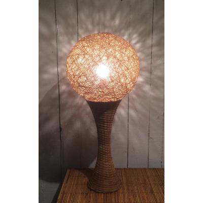 Large Rattan Lamp. About 1970