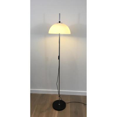 Floor Lamp Chrome, Lacquered Metal And Plexiglass.