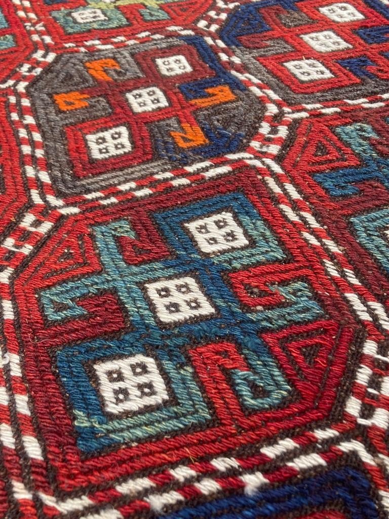 Anatolian Embroidered Kilim. Circa 1950. 200 X 137 Cm-photo-4