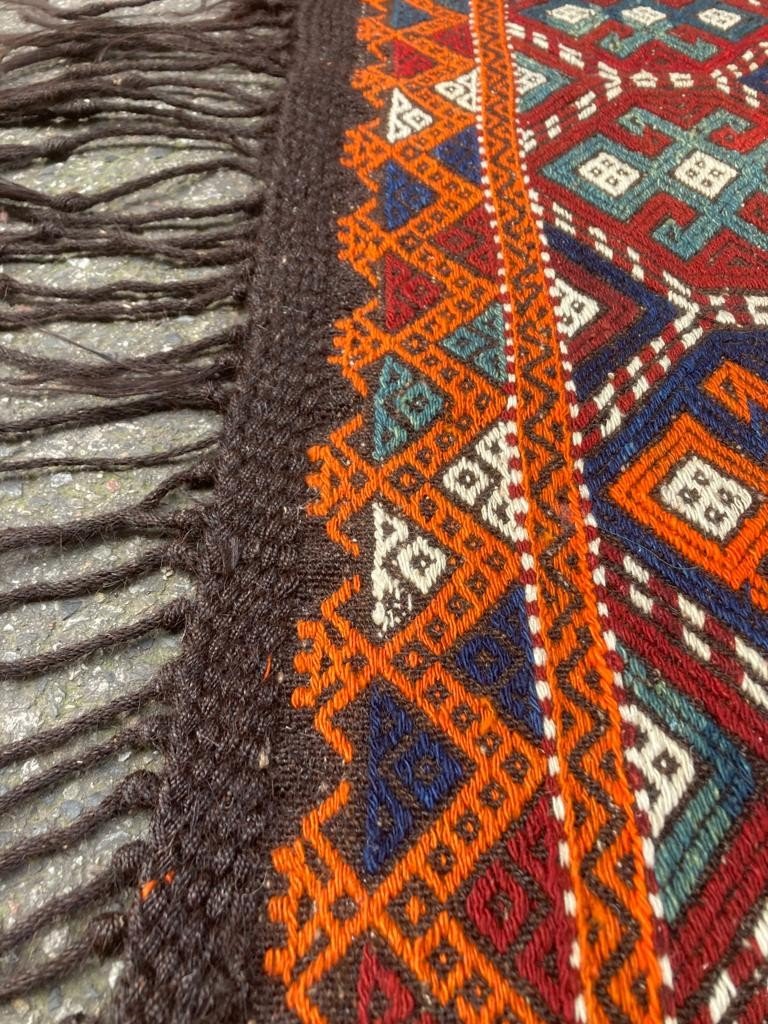 Anatolian Embroidered Kilim. Circa 1950. 200 X 137 Cm-photo-2