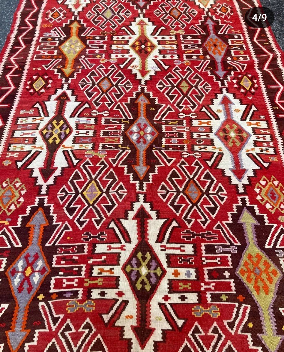 Kilim Kuba - Azerbaijan. Circa 1930. 300 X 160 Cm-photo-4