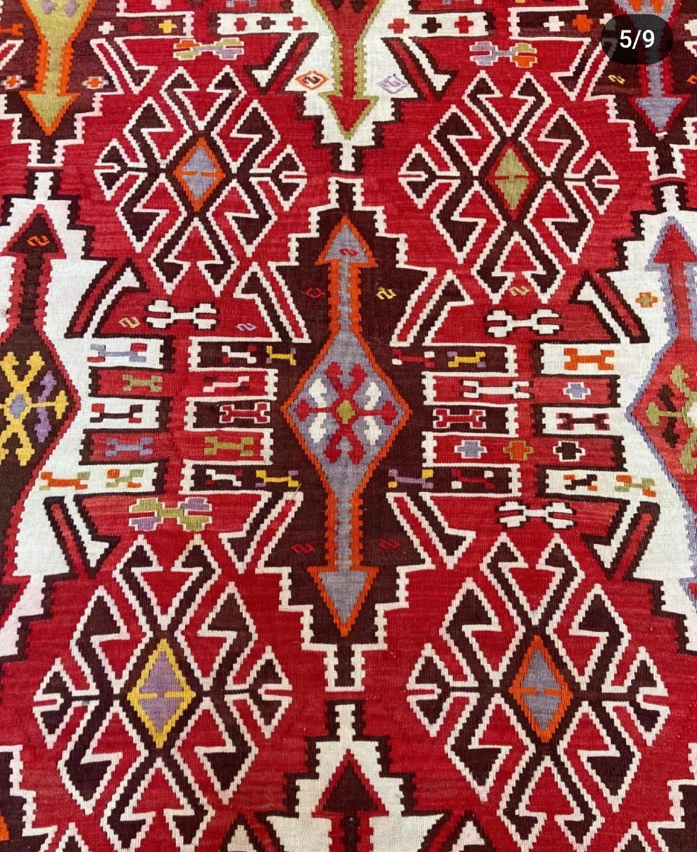 Kilim Kuba - Azerbaijan. Circa 1930. 300 X 160 Cm-photo-3